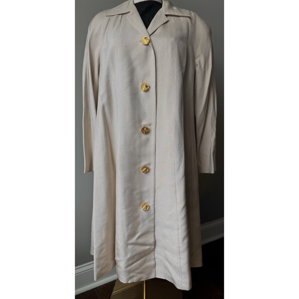 Vintage Gallant New York 100% Silk Opera Coat Swing Jacket Ivory 12 USA